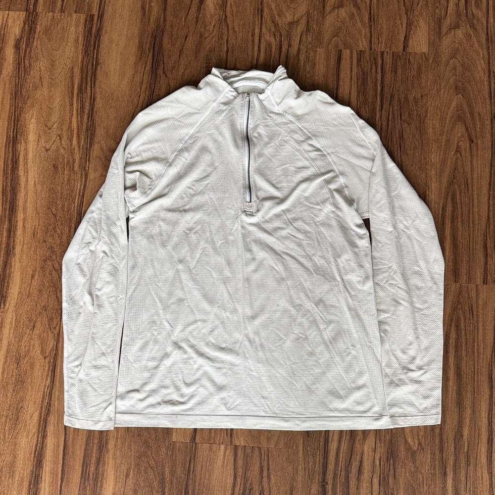 Lululemon Athletica Metal Vent Tech 2.0 White Textured Long Sleeve Quarter Zip
